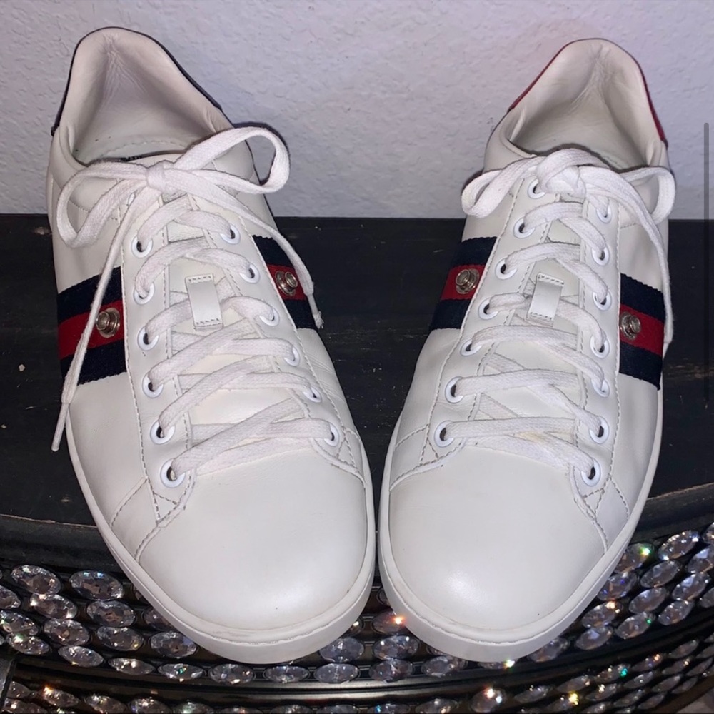 Gucci Women’s Ace White Leather Sneaker, size 39/9